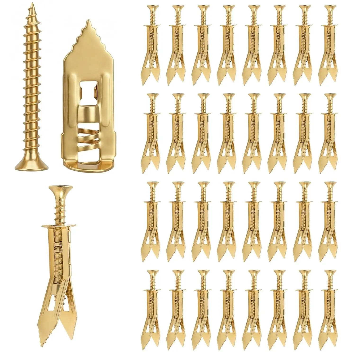 120-Count Zinc-Plated Manganese Steel Drywall Self-Drilling Screw-In Self-Tapping Anchors with Screws, No Pre-Drilling Hammer Install, Drywall Fits for Wall Decors, Picture Frames, Screw-In Anchors