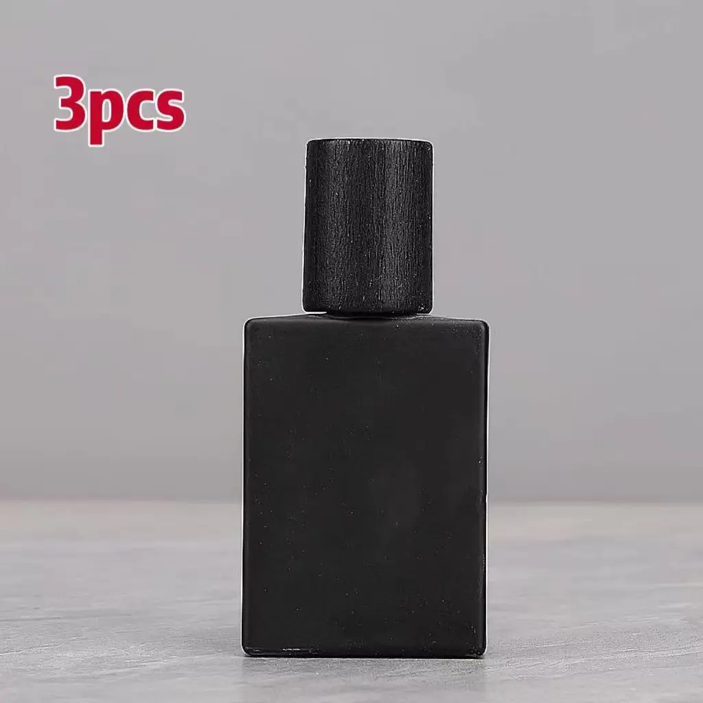 50ML Wooden Cover Screw Mouth Square Glass Perfume Bottle, Cosmetics Water Replenishing Spray Bottle, Empty Glass Bottle for Fragrance