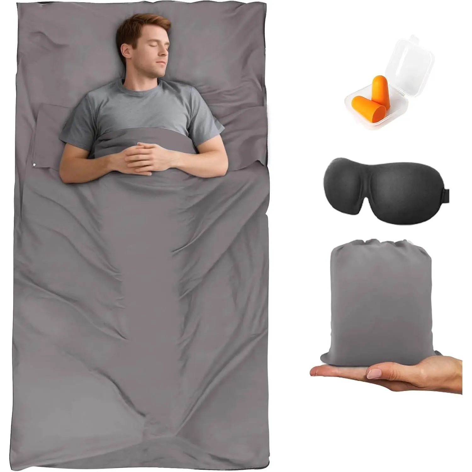 Sleeping Bag Liner,Travel Sheet & Adult Sleep Sack, Camping Sheets Travel Sleep Sack for Backpacking,Hotels & Hostels -Lightweight Single &Double Travel Sheet Camping Sheets