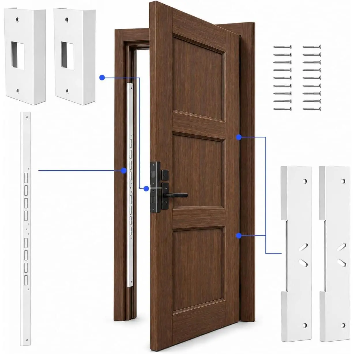Heavy Duty Door Jamb Reinforcement Kit, 46 Inch, 5-, Black