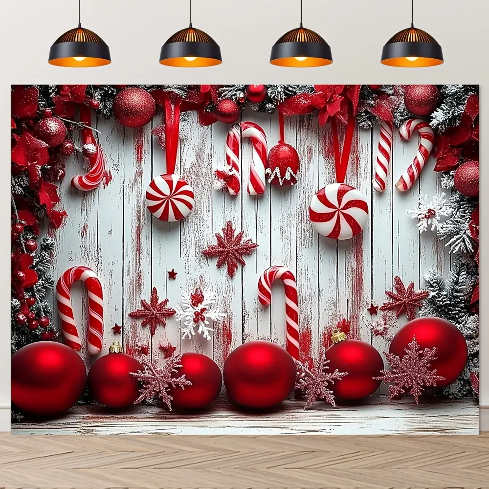 Merry Christmas Candy Cane Backdrop Banner Red Festive Scene Polyester Fabric Party Background Cloth Tapestry Wall Hanging Photography Background Alternative Decor Holiday Studio Live Indoor Outdoor Display