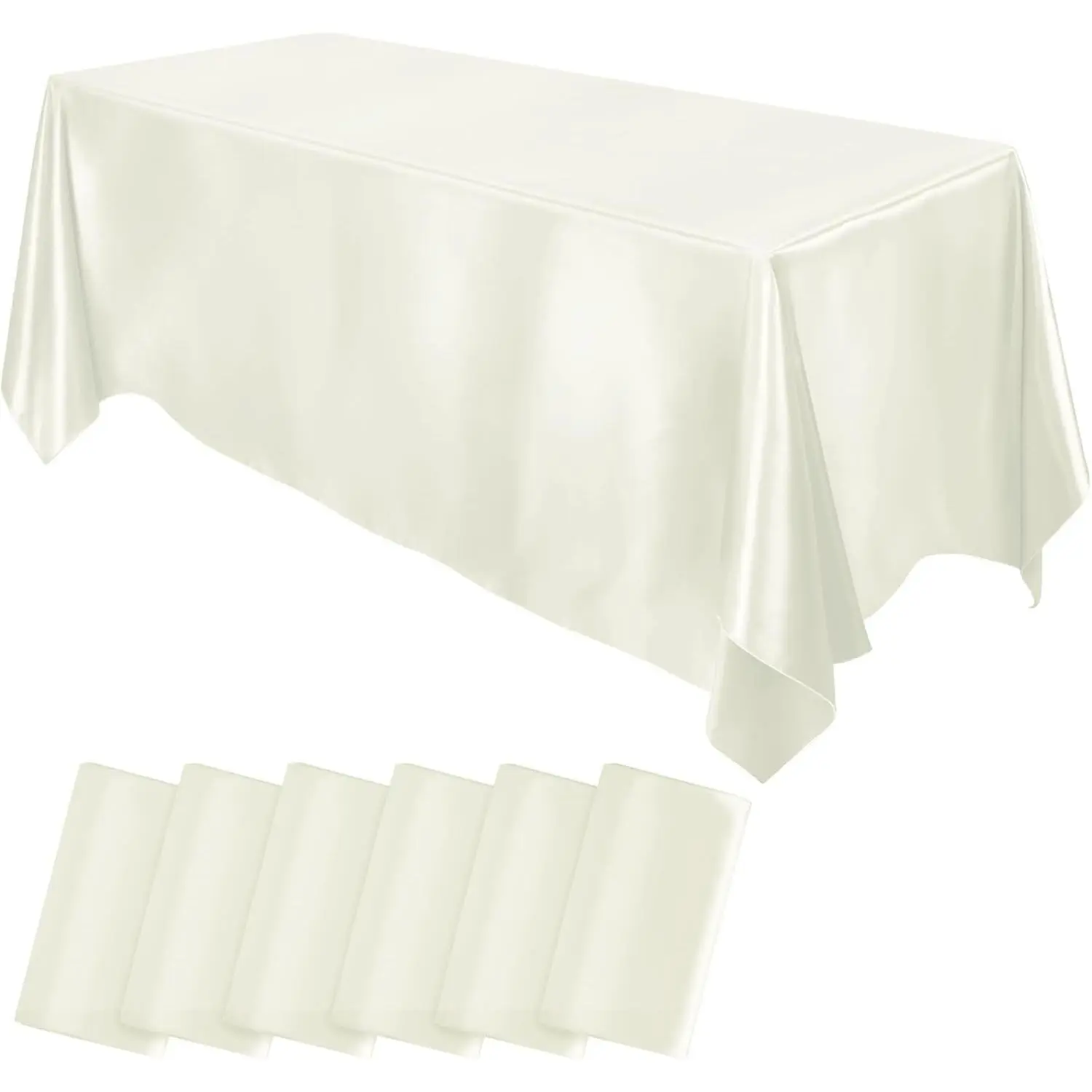 6 Packs Satin Tablecloth 102 x 58 Inches Rectangular Table Overlay Cover Bright Silk Tablecloth Smooth Fabric Table Decor for Wedding Banquet Decoration ()