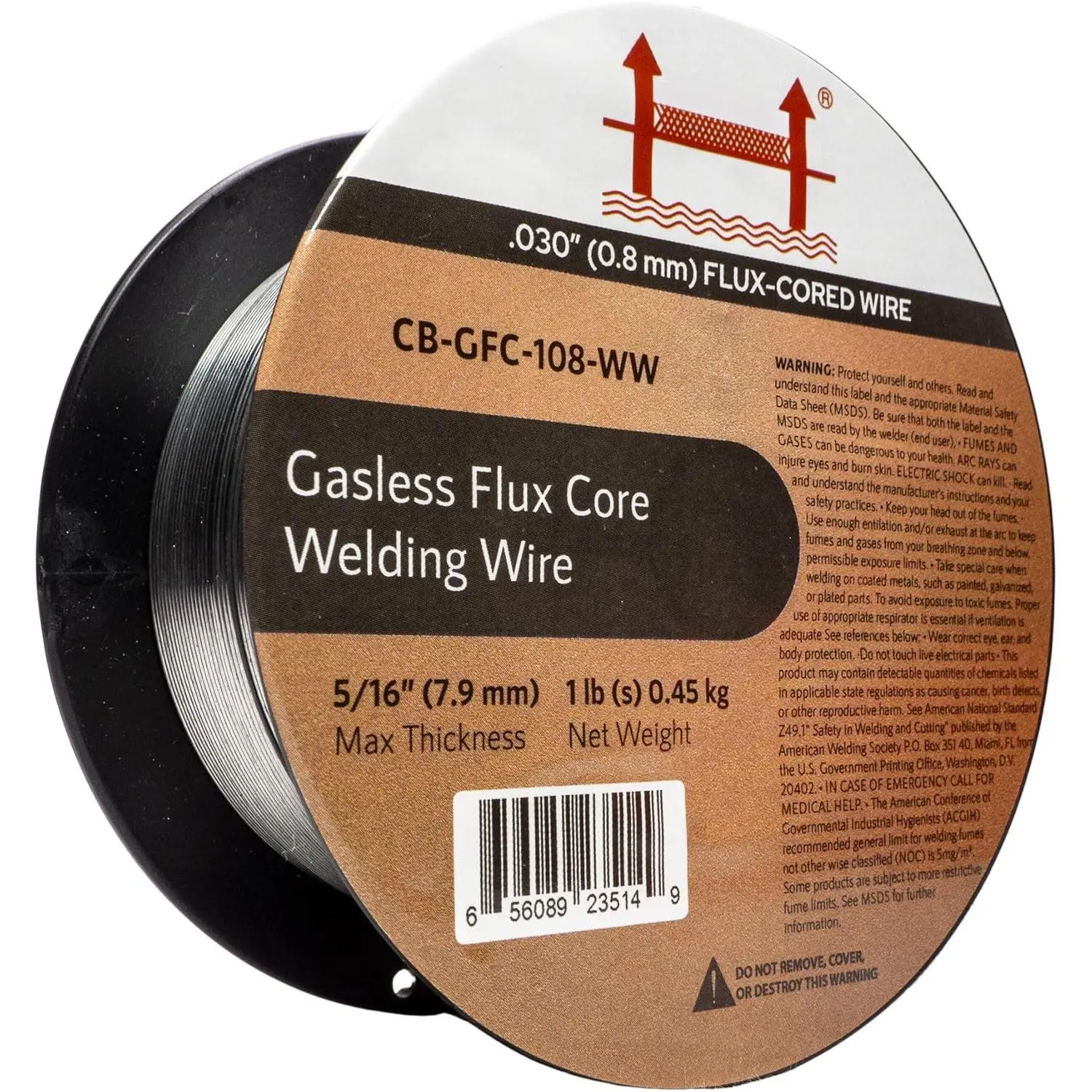 E71T-GS Gasless Flux Core Arc Welding Wire Spool Pack, .030in (0.8mm) 1lb All Positions Spool for Mild Steel, Outdoor Welding & Windy Conditions, No Shielding Gas Needed for High-Performance Welds, .030 Inches