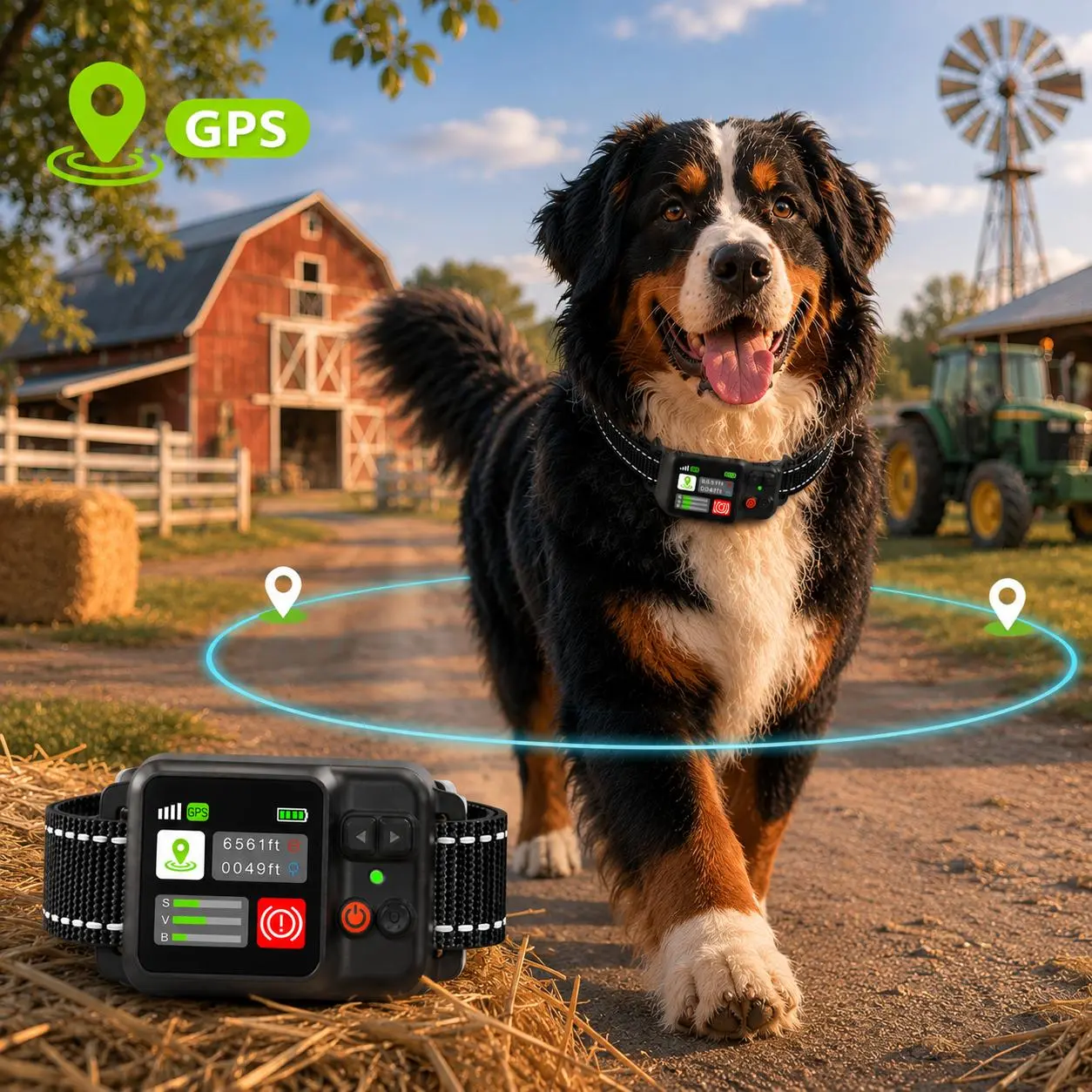 Keep Your Dog Safe with This GPS Wireless Fence, 2026 New System with 49-6561 FT Adjustable Radius & No Hidden Wires Needed, Adjustable Boundary 49-6561 FT, Rechargeable Collar for Safe Outdoor Play & Pet Freedom