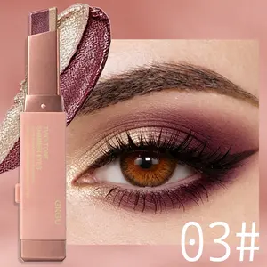 GKGU Pull-and-push dual-color cosmetic eyeshadow sticks available in six shades - water- and sweat-resistant, perfect for creating bright eyes; vibrant colors suitable for all light beige tones; eye makeup; exquisite metal casing