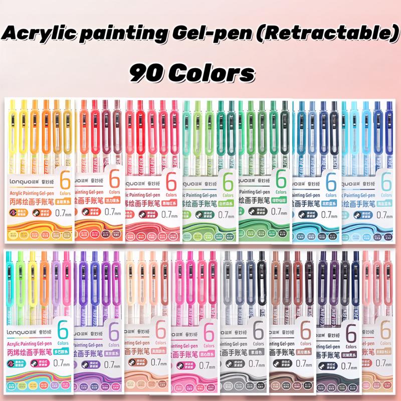 Acrylic Painting Gel Pen,Retractable 0.7mm Tip,Rich Color Large Capacity Ink Pens,Art Supplies For Diary,Card,DIY,Coloring, Doodling, Stackable colors, Clip Acrylic Gel Pen, Acrylic Paint Markers