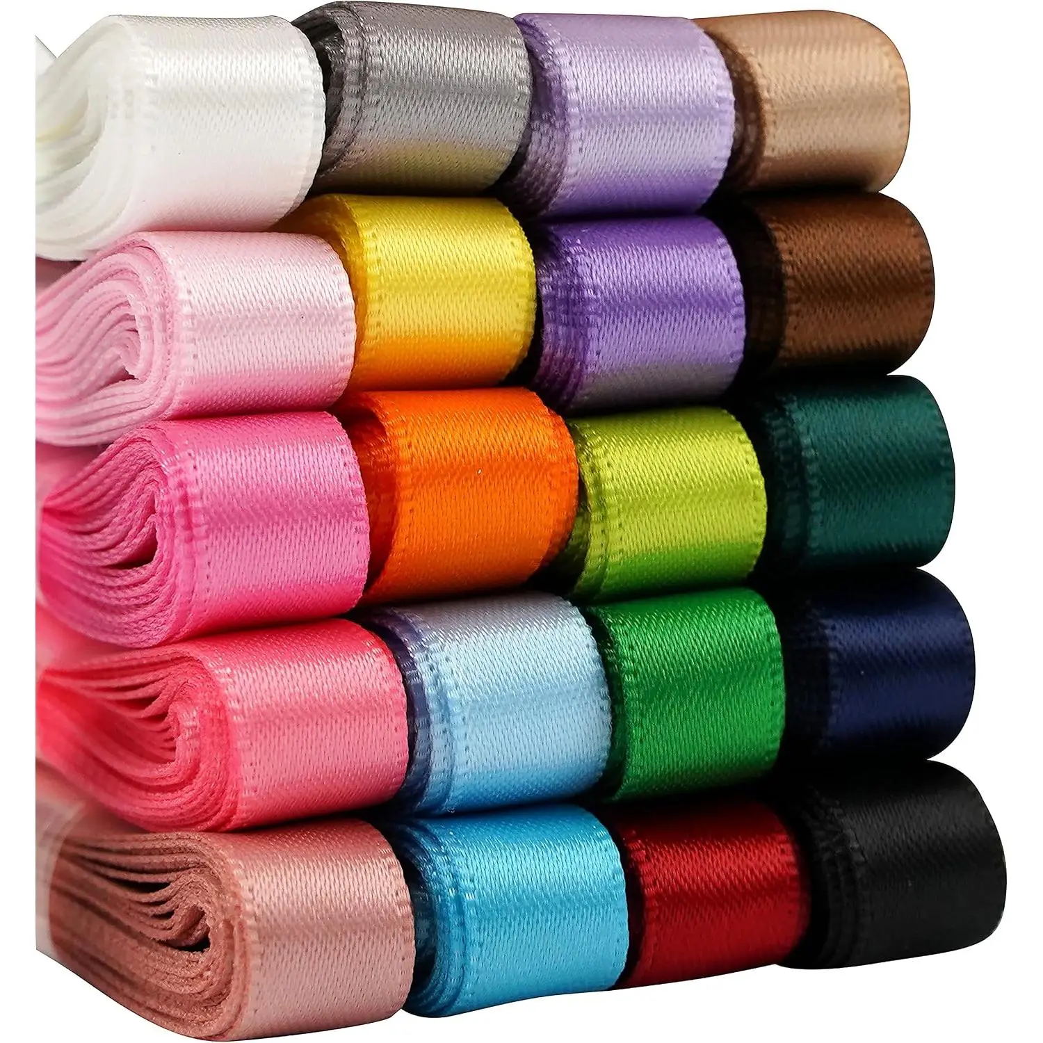 3/8 inch Solid Color Satin Ribbon  Colored Ribbon for  Wrapping Double  Satin Ribbon for Crafts, 20 Colors with 2 Yards Each,  40 Yards Per Package