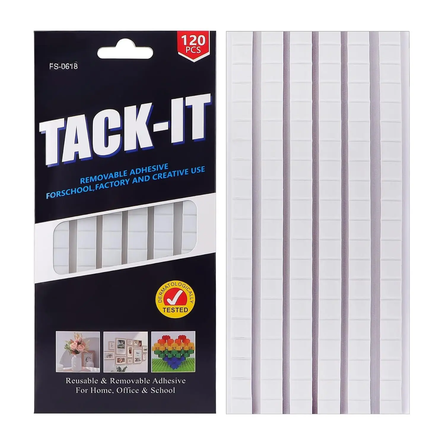 Adhesive Poster Sticky Tack Putty,  and Removable Adhesive Putty, 120 count, Mounting Putty for displaying Wall Paintings, Museum Art Photography, Picture, Crafts (White, Pack of 1)