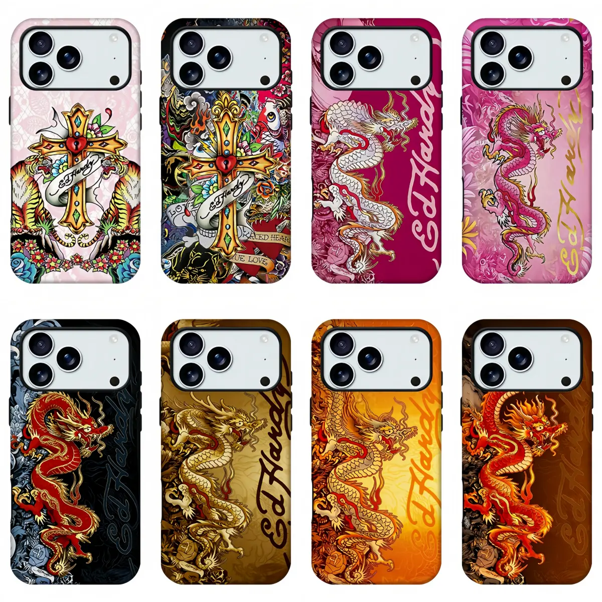 Ed Hardy Style Dragon Tattoo Phone Case, Y2K Street Trendy   designer  Shell, Bold Vintage Rockabilly Aesthetic Protective Case for iPhone11 12 13 14 15 16 17 pro max and Samsung S21-S26 .Perfect for Her/Him Girly Phone Caseslovely stylish gift