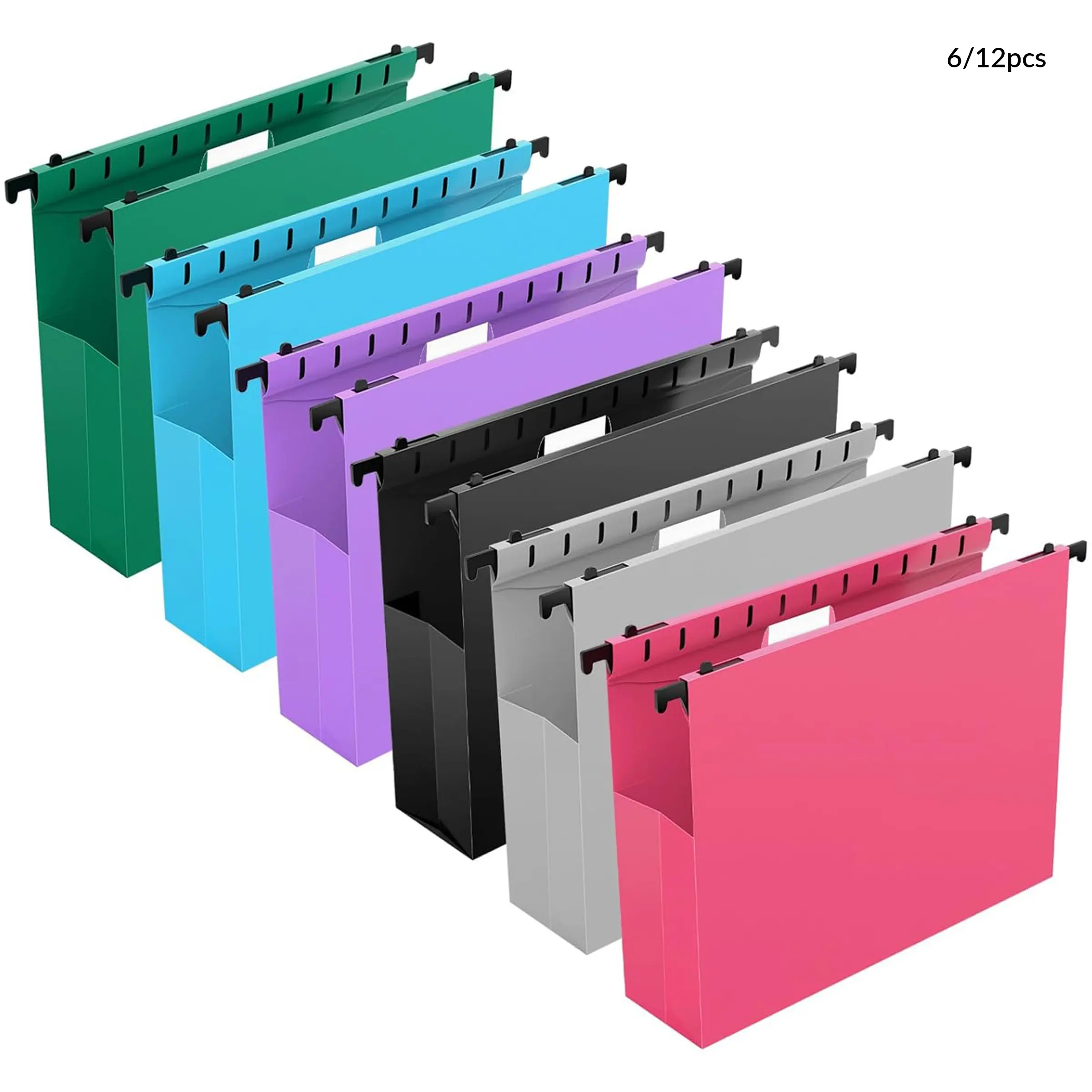 6/12pcs Large Capacity Plastic Hanging File Folders, File Storage Folder, Reinforced Expanding Hang Folder Letter Size, Accordian Pocket, Heavy Duty 2 Inch Expansion, Hanging Folder Organizer for Office and Home, Expandable Folder