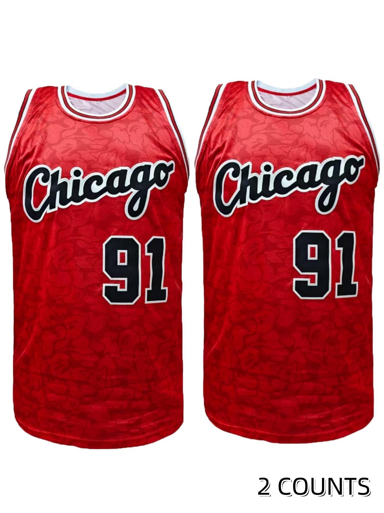 Men's Chicago Basketball Jersey, Breathable Sleeveless Basketball Sports Jersey, Basketball Training Competition Sports Uniforms for Men, Vintage Basketball Jersey