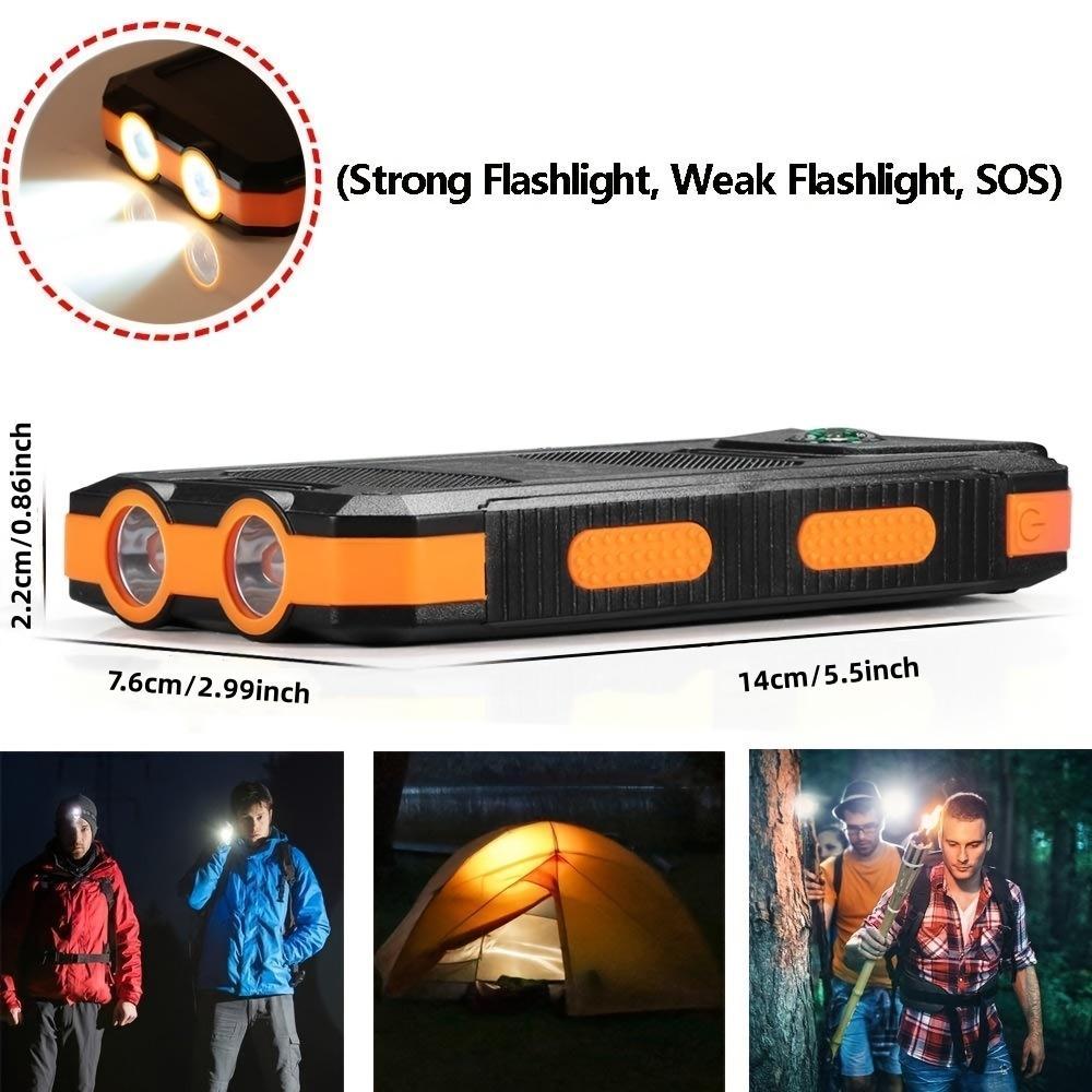 10000 mAh Portable Solar Power Bank with Solar Panels, Solar Powered Charger with Dual LED Flashlights, Power Bank for Travel, Camping, Travel Gadgets, Solar Cell Powered #GLOBAL PICKS