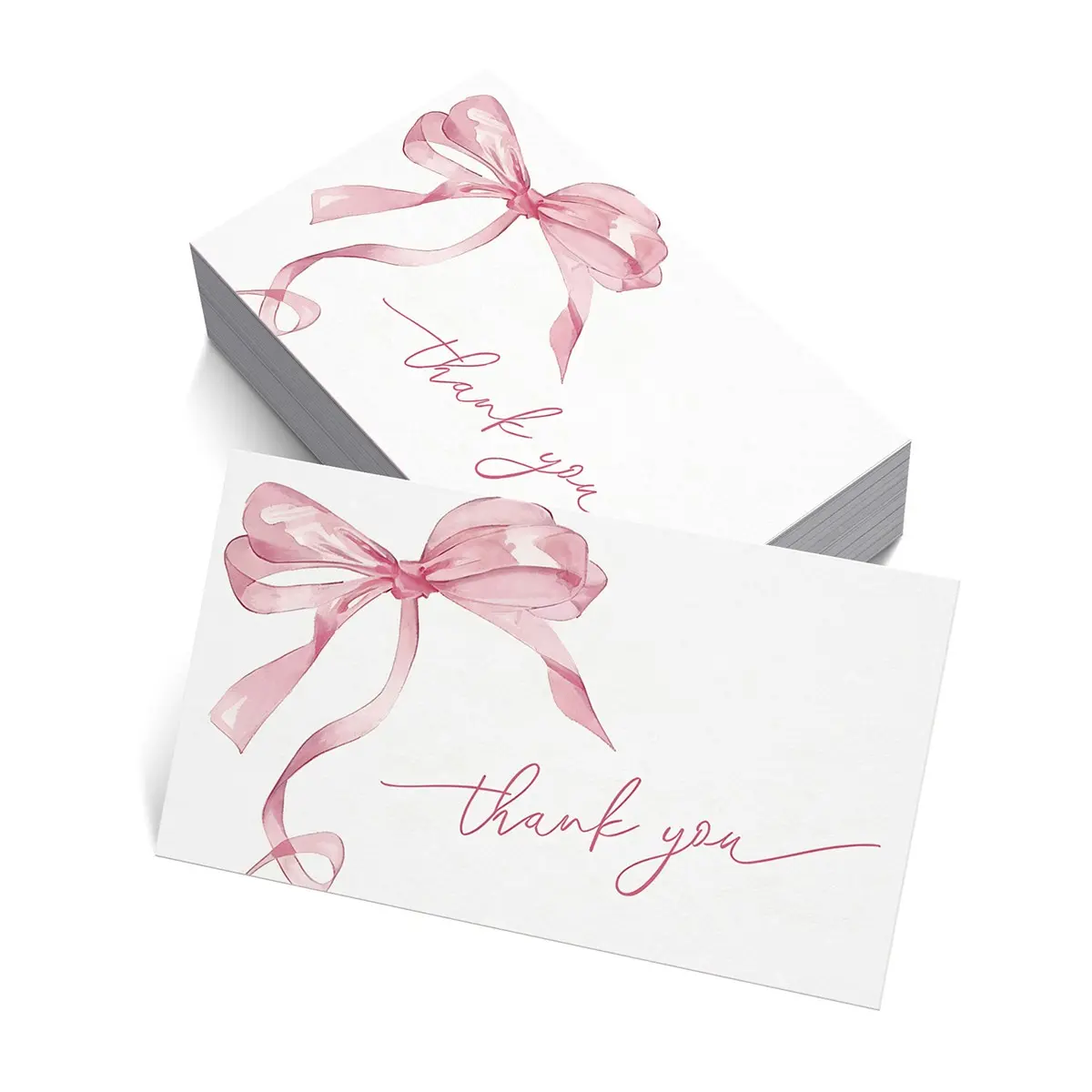 500 Elegant Bow Thank You Cards, Minimalist Customer Appreciation Cards, Ideal for Small Businesses, Boutique Gift Wrapping, Party Gifts, Bulk Thank You Cards