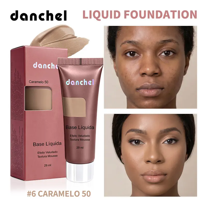 Danchel Mousse Liquid Foundation 9 Versatile Shades,Velvet Blur Soft Matte Medium Buildable Coverage,Long Lasting No Patchiness Lightweight Breathable Makeup Base Flawless Base Foundation for All Skin Types 29ml
