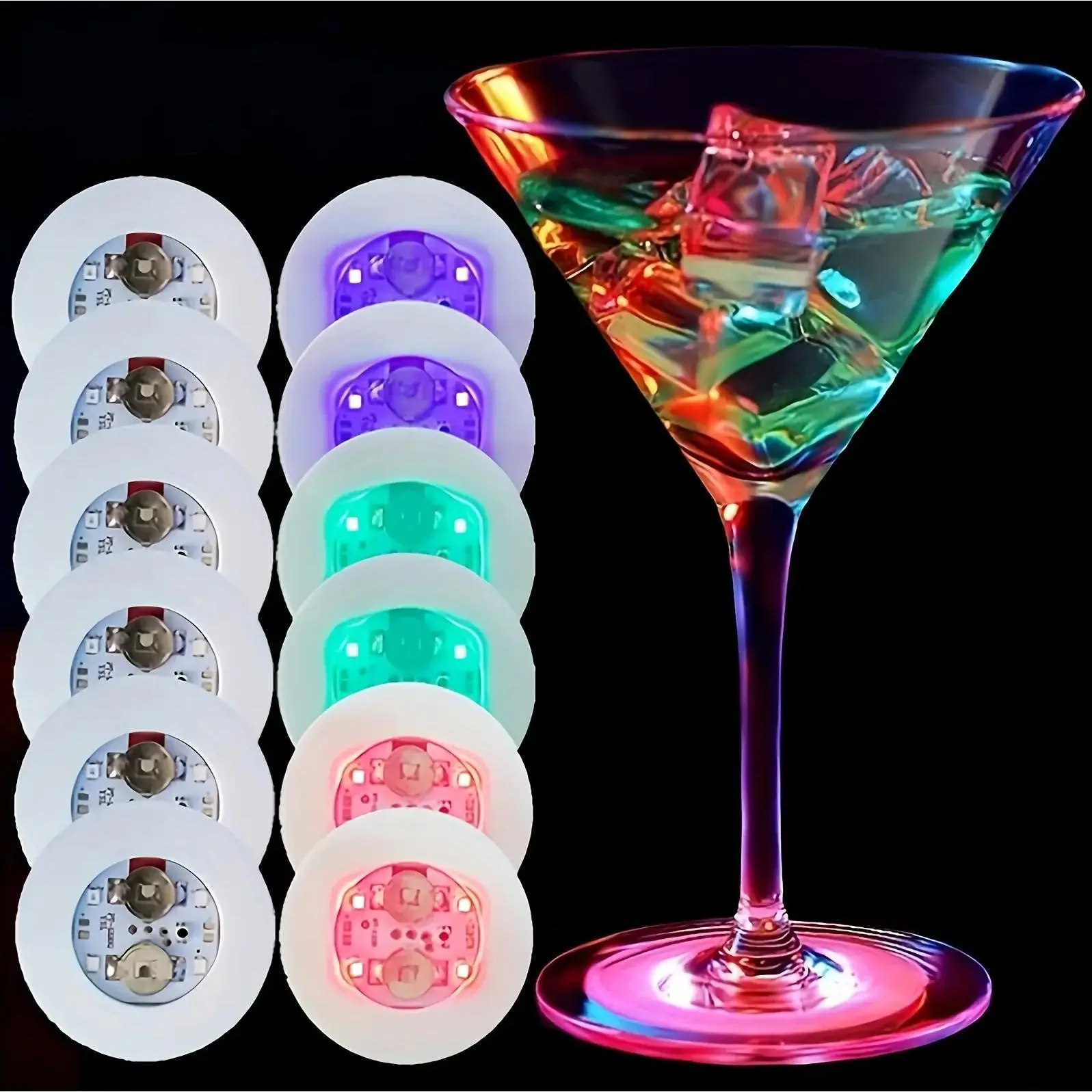 LED Light Up Coasters, 10/20 Pack - 10pcs-colored lights Strobe Party Supplies for Bachelorette Birthdays, Funny Gift for Sports & Outdoor Events, Led Coasters