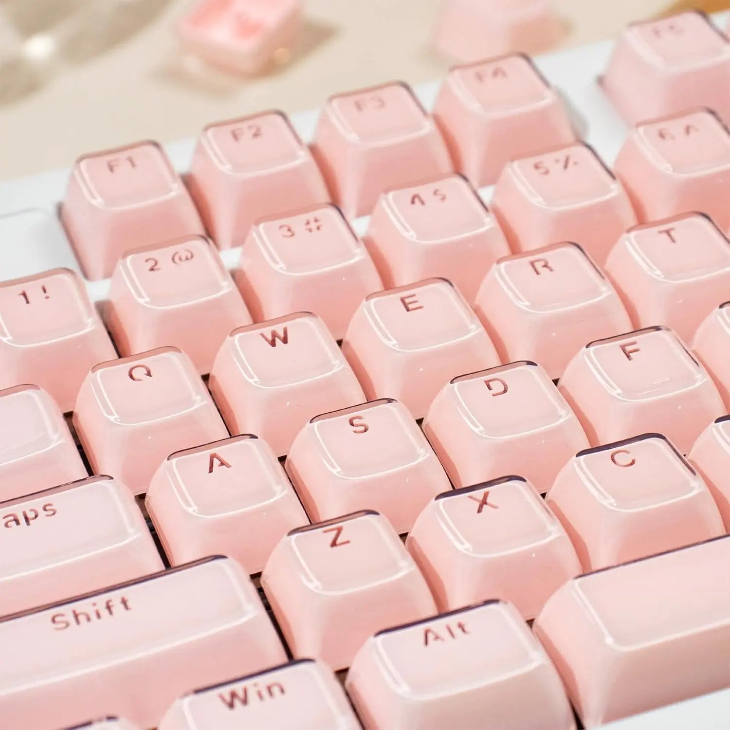 Jelly Keycap,  Shine Through Custom Keycap, 135  OEM Profile Keycaps Set, Cute Translucent Keyboard Keycaps for 61/68/84/87/98/100 Cherry MX Mechanical,