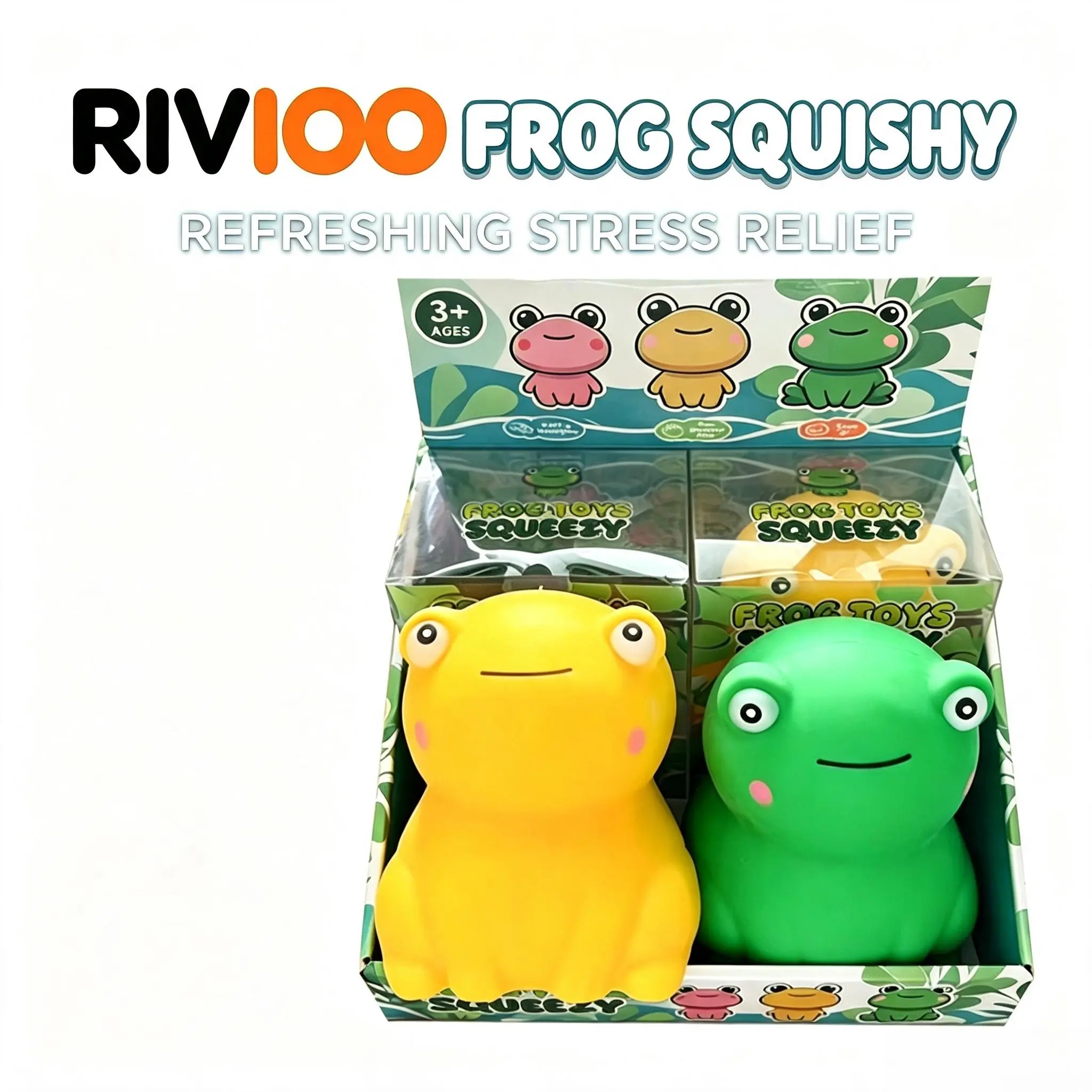 RIVIOO Cross-border bestseller: slow-rebound simulated frog squeeze toys, giant mac stress relief squeeze and venting toy