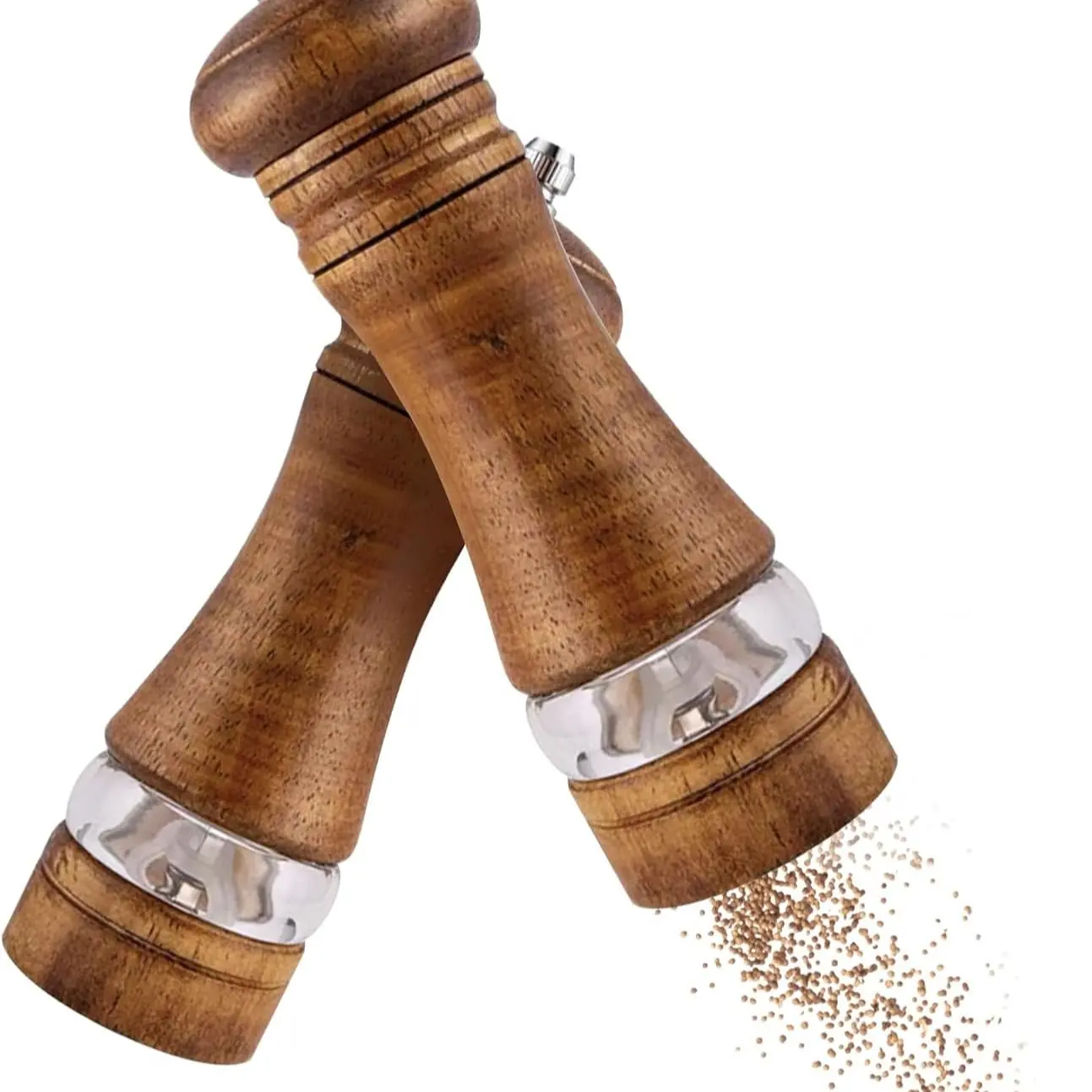 2 Piece Salt and Pepper Mill Set, Adjustable Ceramic Grinder, Manual Grind Level Control, Fine to Coarse, High-Quality Spice Mill Kitchenware