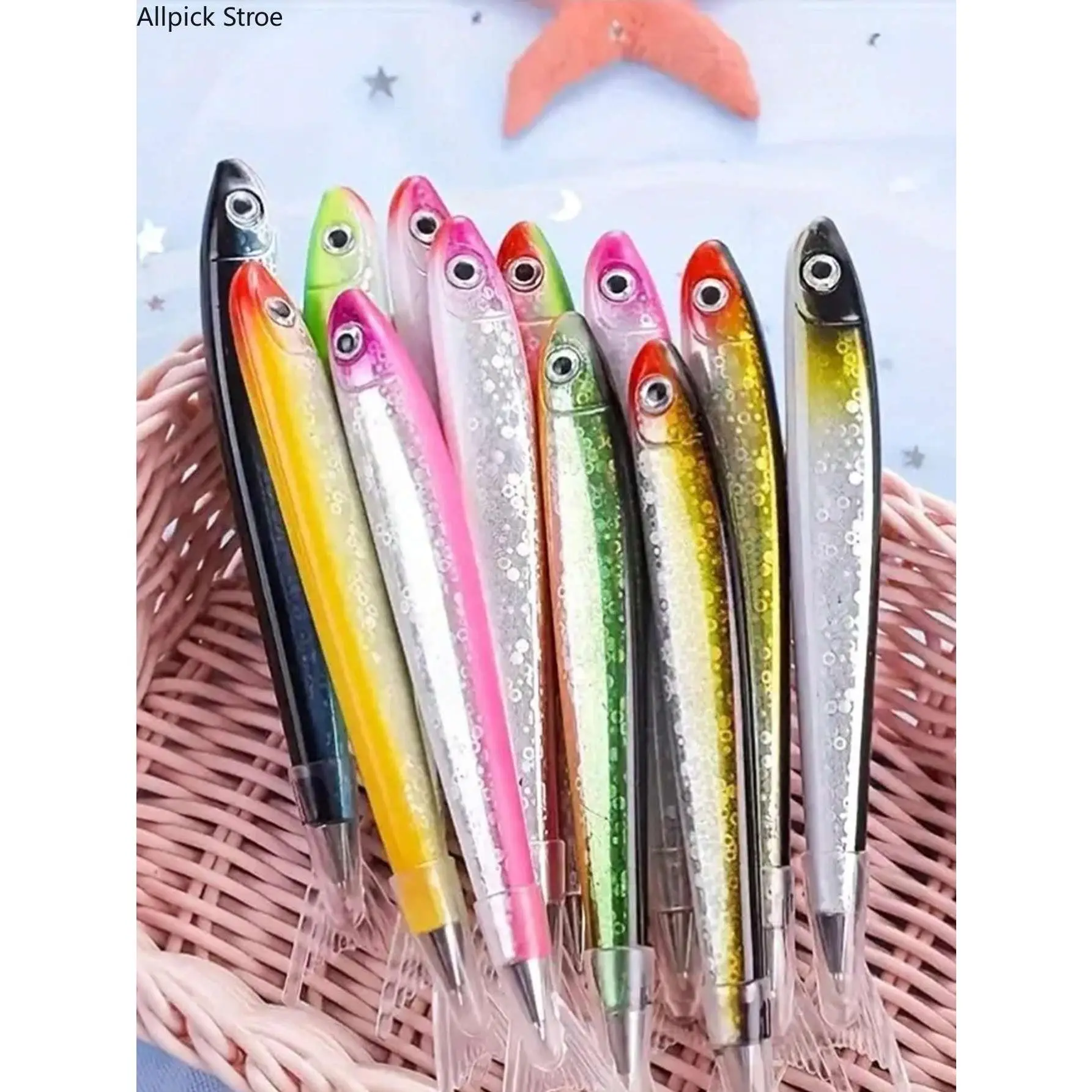5PCS Fish Shaped Ballpoint Pens, Cute Press Click Pens with Smooth Medium Tip, Funny Novelty Writing Pens for School & Office Use, Back to School Supplies, Student Gifts & Desk Accessories