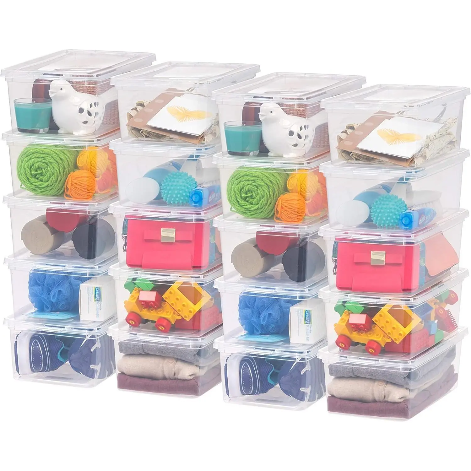 20-Pack Storage Bins with Lids, 6 Quart, Shoe Boxes Clear Stackable Containers Organize Shoes Closet Shelves, Classroom Organization Teacher Tools, Game Storage - BPA-Free Plastic