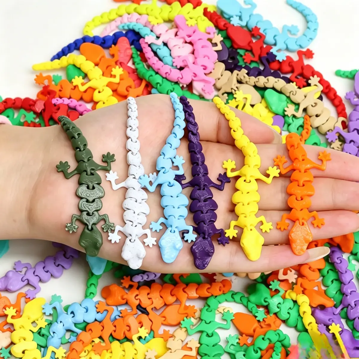 60 Pack 3D Printed Articulated Lizard Fidget Toys, Colorful Resin Sensory Toys Bulk, Mini Lizard Figures for Kids Birthday Party Favors Goodie Bag Stuffers Stress Relief dragon gift