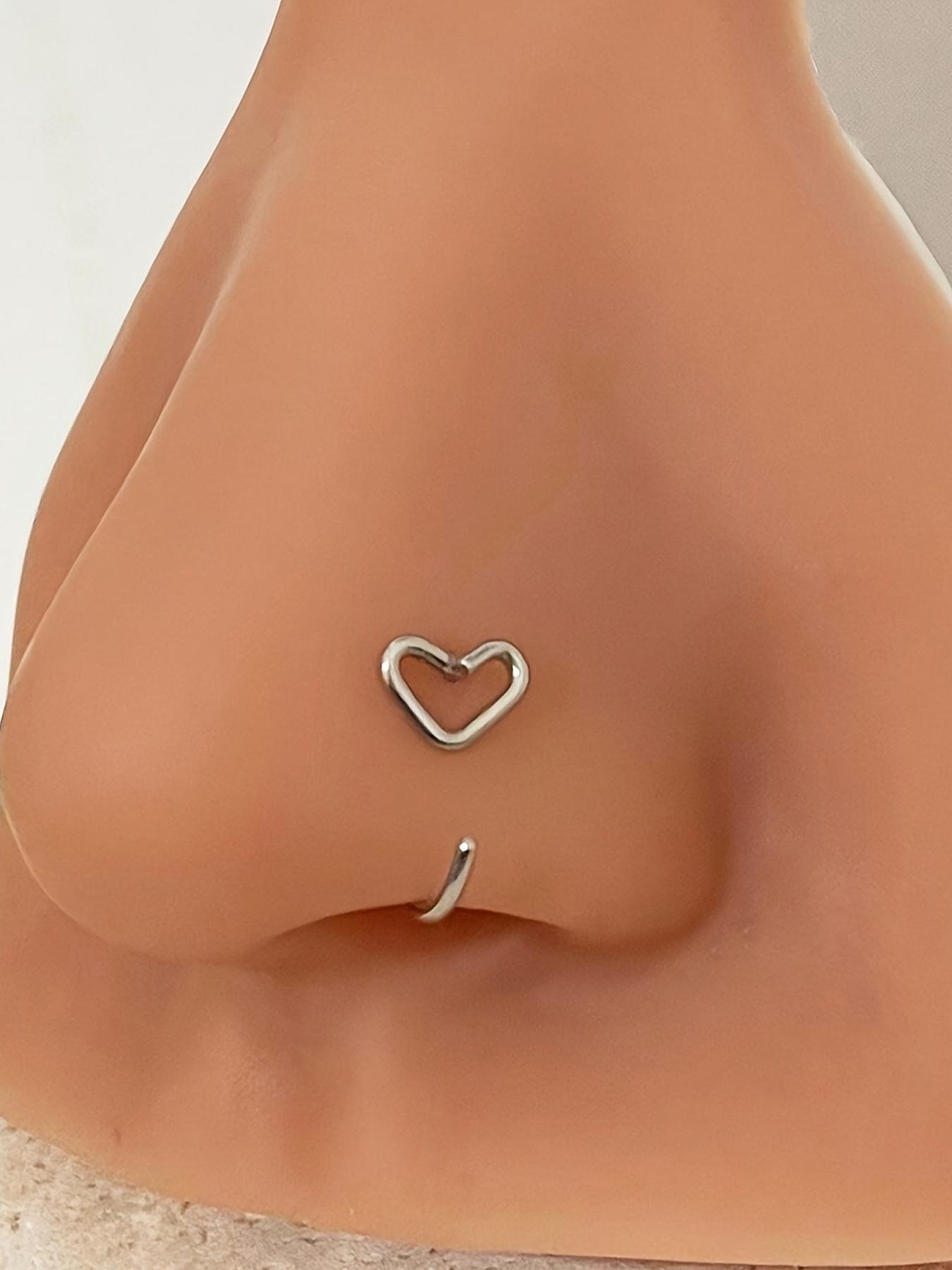 Heart Shaped Nose Stud, Stainless Steel Nose Ring, Body Jewelry for Women & Men, Suitable for Daily Wear