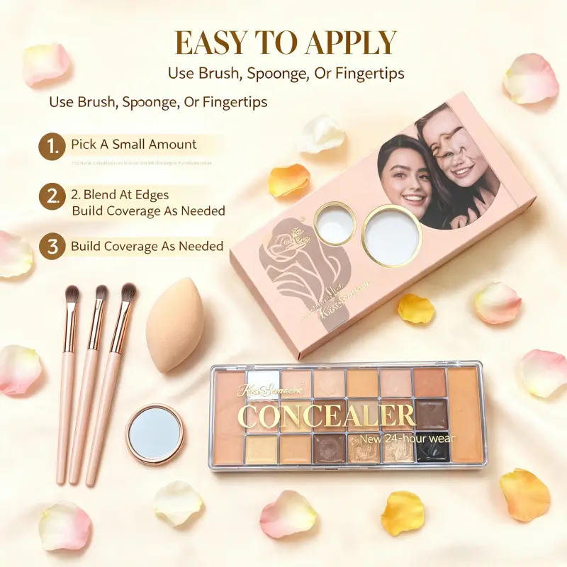 20-Color Concealer-Highlighter Eyeshadow Palette - 84g, Beeswax Blend, Formaldehyde Free, Build Layers, All Skin Types, Makeup for Highlighting, Brightening, Concealing, Ideal Gift for Family & Friends, Long-Lasting