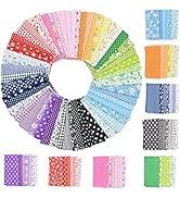 42Pcs 10"x10" Quilting Cotton Fabric Squares Sheets Pre-Cut Multi-Color Design Printed Floral Craft Fabric for DIY Sewing Scrapbooking Quilting Craft Patchwork (Red/Pink/Yellow/Green/Blue/Purple)