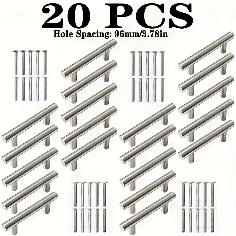 20 Pieces Stainless Steel Cabinet Pulls - T-Shaped Drawer Pulls, 150mm Length Furniture Handles, Cabinet Hardware Modern Style Pull, Easy-Grip Design, Suitable for Kitchen, Office and Commercial Use, Corrosion Resistant, Furniture Handle Upgrade, Drawer P
