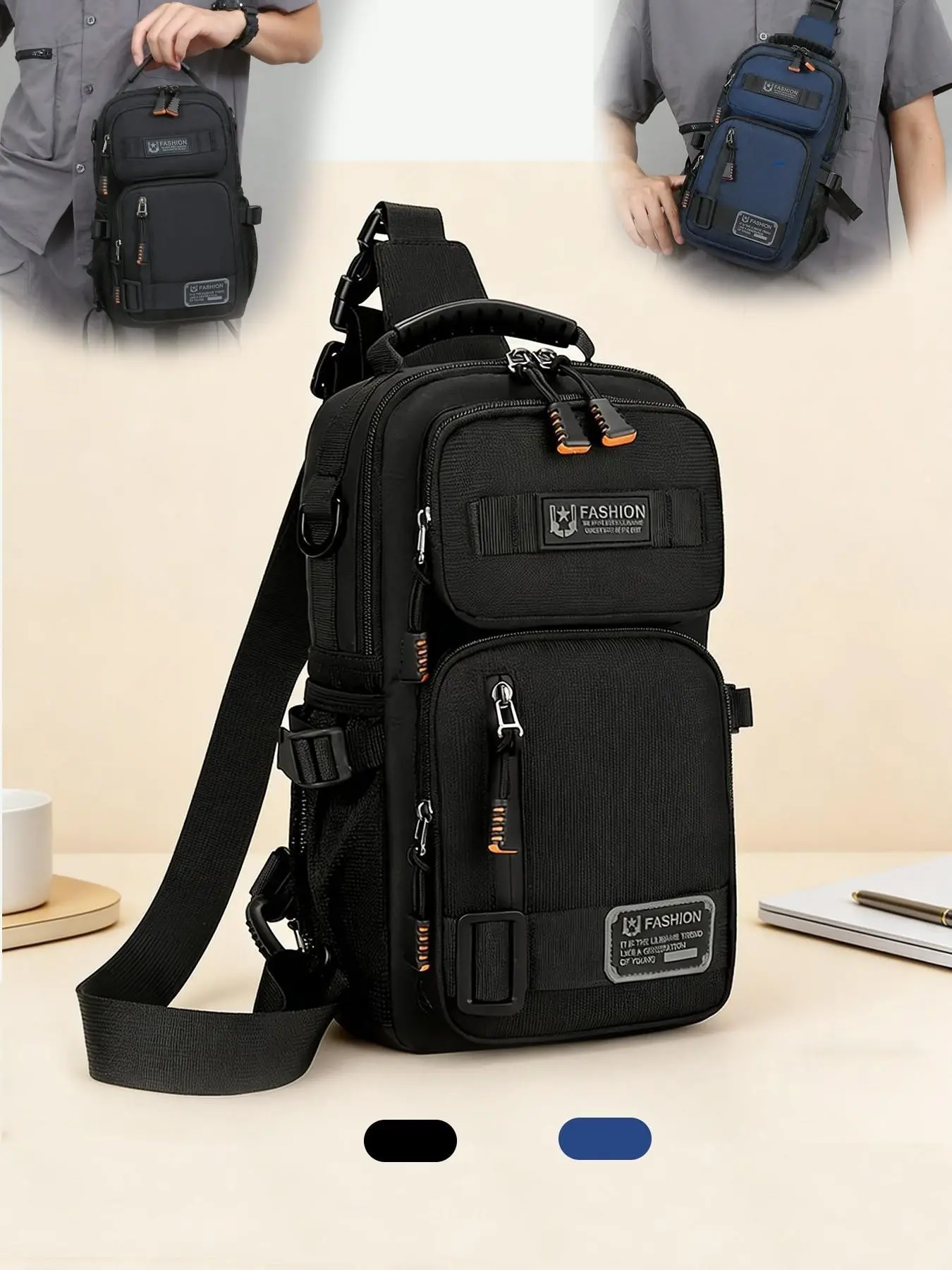 Men's Multifunctional Crossbody Bag, Lightweight Sports Chest Pack, Supports Phone & Travel Storage, Fashion Tactical Style, Daily & Outdoor Use, Crossbody Messenger Bag