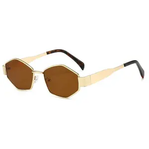 Women's Metal Frame Hexagonal Retro Punk UV400 Shades Trendy Casual Streetwear Modern Sun Glasses Beach Accessories Gift men's