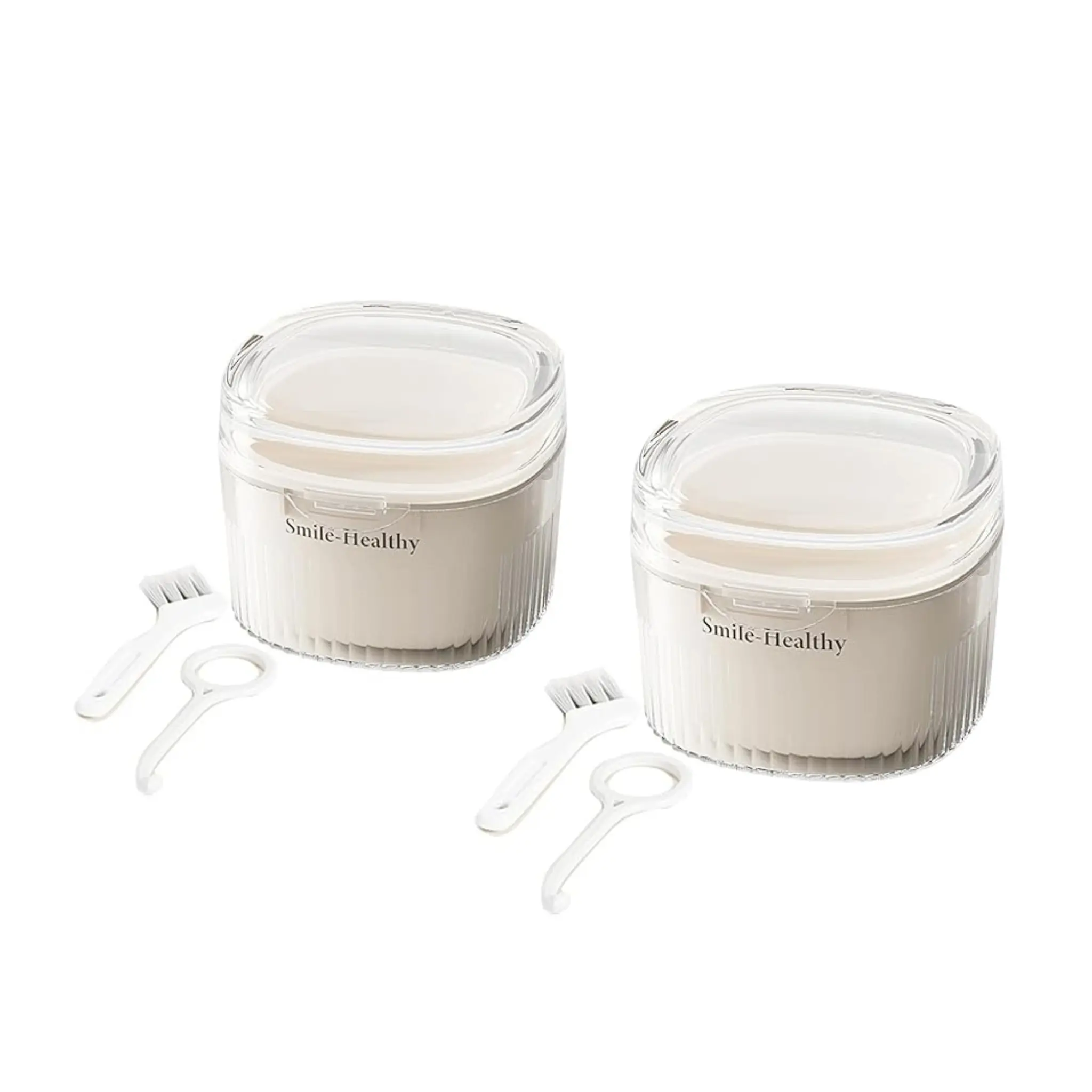 2-Pack Denture Care Kit with Brush and Remover, Mirror Included, Travel-Friendly, Essential Oral Care, Easy Maintenance, Storage