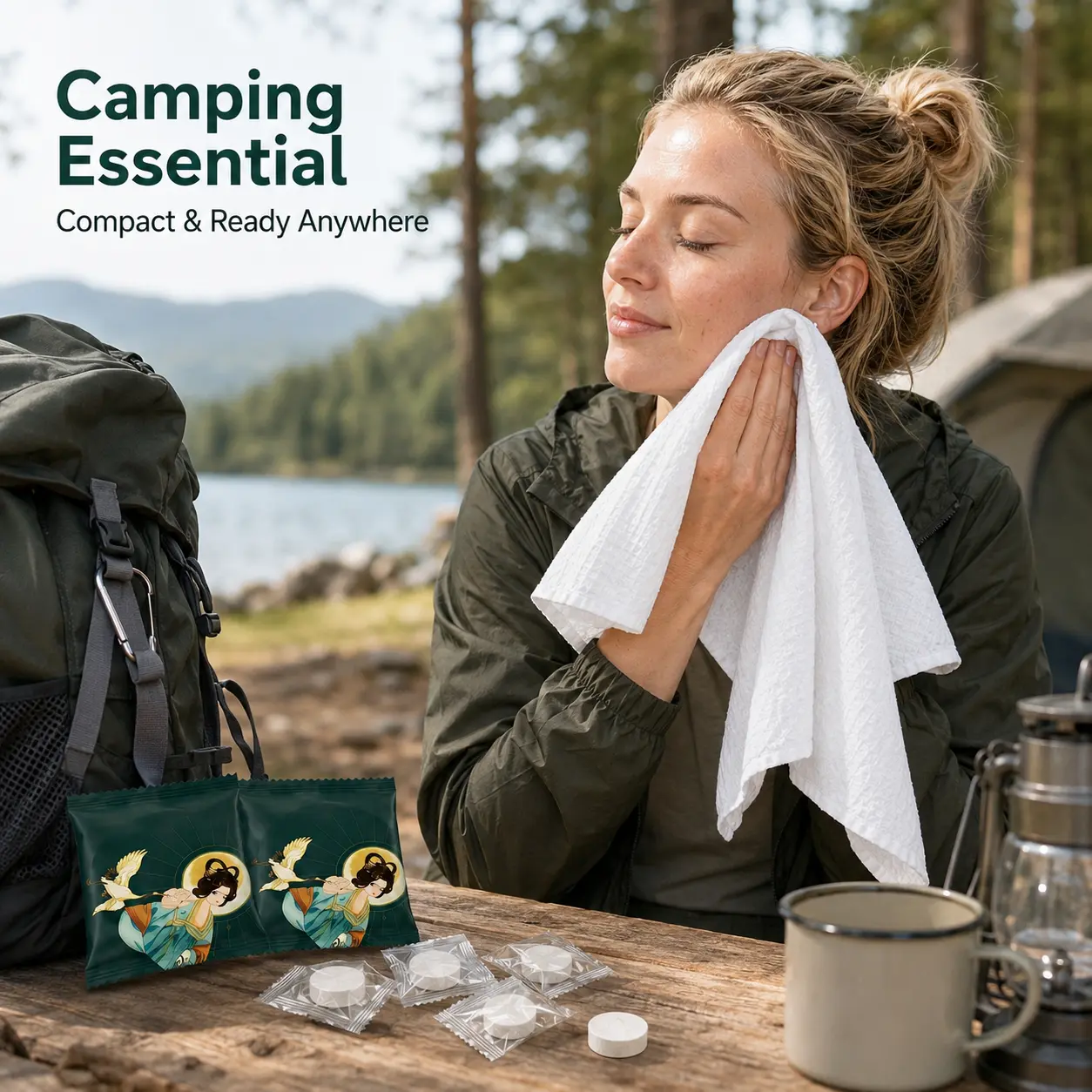 50 Pack Compressed Towels, Disposable Travel Towels Made with 100% Plant Fiber, Instant Expand Face Towels for Gym, Camping, Hiking & Outdoor Activities