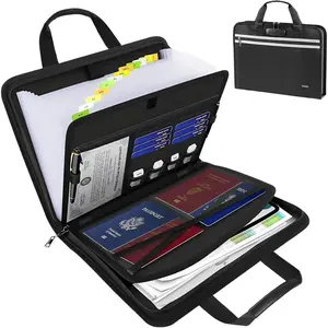 Fireproof Expanding File Folders with Lock 13 Pockets Document Organizer with Handle & Labels Portable for Letter A4 Files