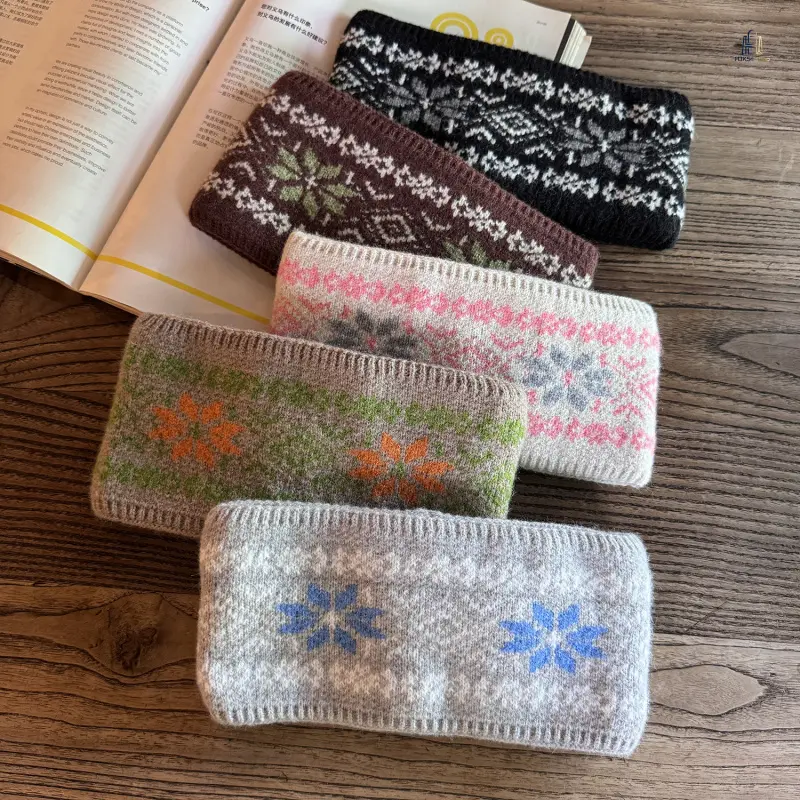 Wide Knitted Warm Headband, Retro Ethnic Style Hair Wrap, Windproof Forehead Protection Hairband, Thick Fall Winter Outdoor Accessory, Soft Elastic Design for Daily Travel Casual Gifts