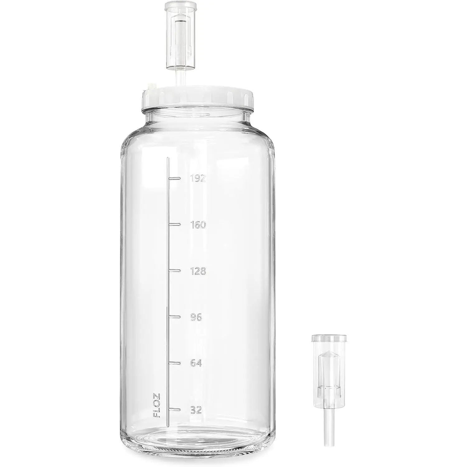 1 Pack 2 Gallon Large Fermentation Jar w Scale Mark, Wide Mouth Glass Jar with Airtight SCREW Lid and 2 Airlocks, 7600ML Wine Making Kit for Beer Cider Kombucha, Pickle Jar for Sauerkraut