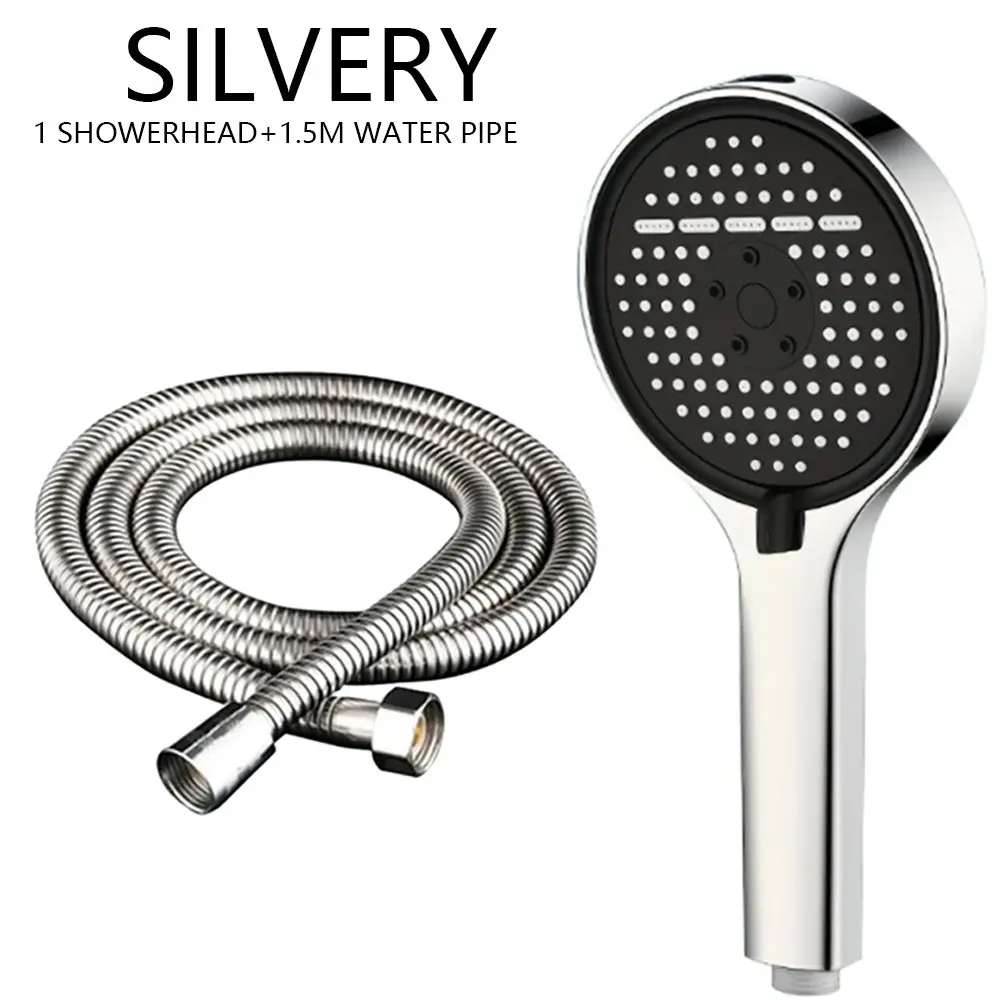 6 Mode High Pressure Handheld Shower Head with Hose, Round Large Panel Bathroom Shower, Spray Gun Mode, Adjustable Water Saving Showerhead for Home, Pet Washing, Family Bathroom Use
