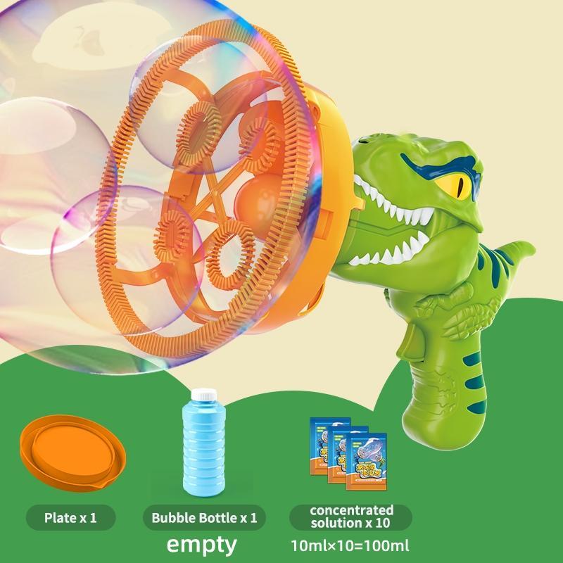 Dinosaur Bubble Machine Set, Super Large Bubbles, Handheld Electric Bubble Blower, Thickened Design, High Concentration Liquid, Outdoor Toy