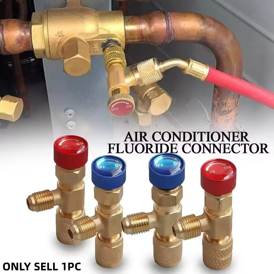 Home Air Conditioner Safety Valve Set R410a/r22, Professional Refrigerant Addition Tool, Leak-Proof Cold Media Connector Parts