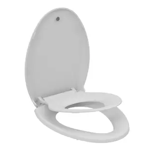 Elongated & Round Commercial Toilet Seat with Built-In Magnetic Potty Training for Adults & Youths, Soft Slow Close, Non-Slip, Easy Install & Clean, White – Fits Most Bathrooms