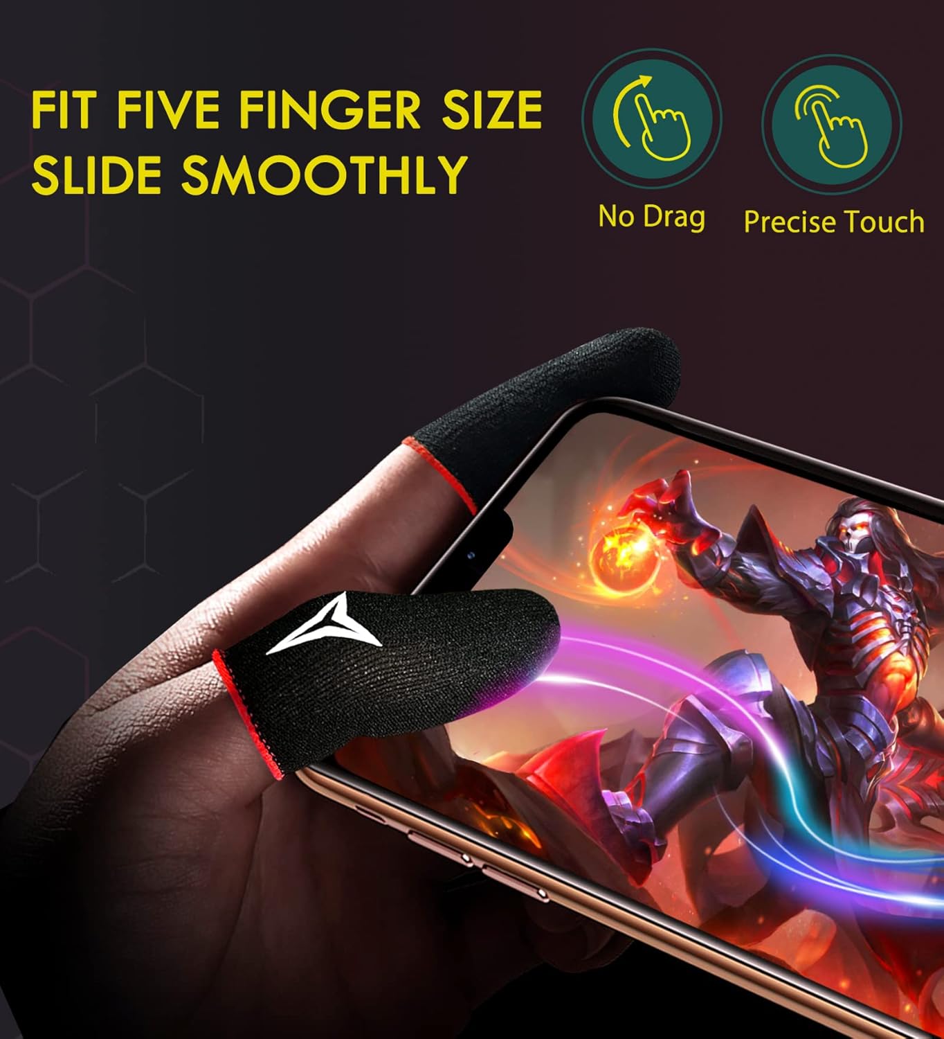 6 Pack Mobile Phone Gaming Finger Sleeves, Finger Sleeves Compatible with All Touchscreen Devices, Smooth Feel, Anti-Sweat, Extremely Thin