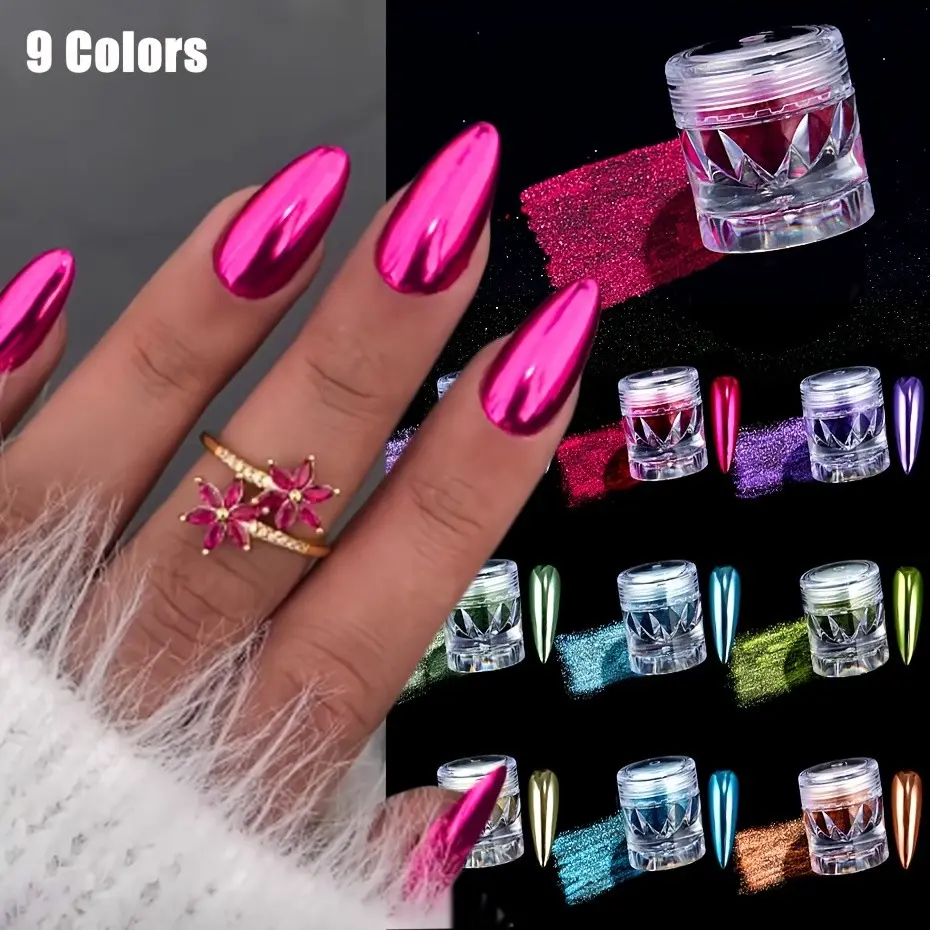 Metallic Chrome Mirror Fluorescent Nail Powder, Multi-Functional Nail Flakes for Art Decoration, High-Quality Nail Supply Accessories