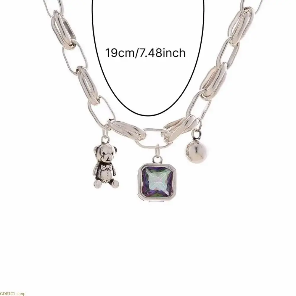 Silver Bear Charm Bracelet - Shiny Crystals, Dainty Female Bag Charm Accessory, Daily Wear, Ideal for Birthday, Anniversary, Graduation Celebrations Gift, Hand-Set Shiny Crystals, Secure Closure, Crystal Accents
