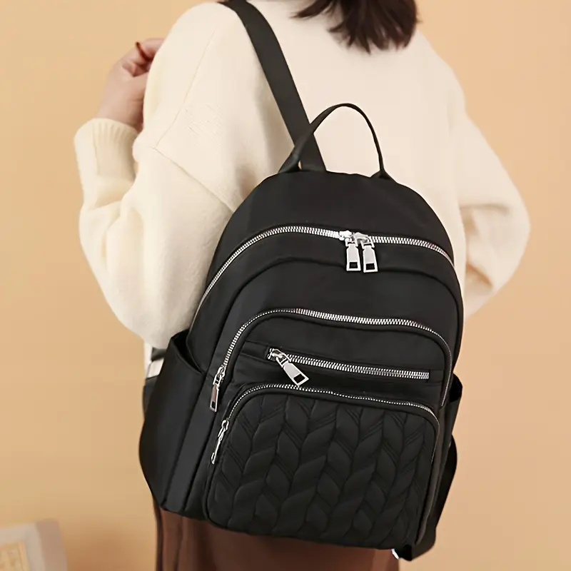 Women's Backpack - Oxford Cloth Backpack, Nylon Travel Backpack for Women, Casual and Stylish Backpack, Zipper Direction Random
