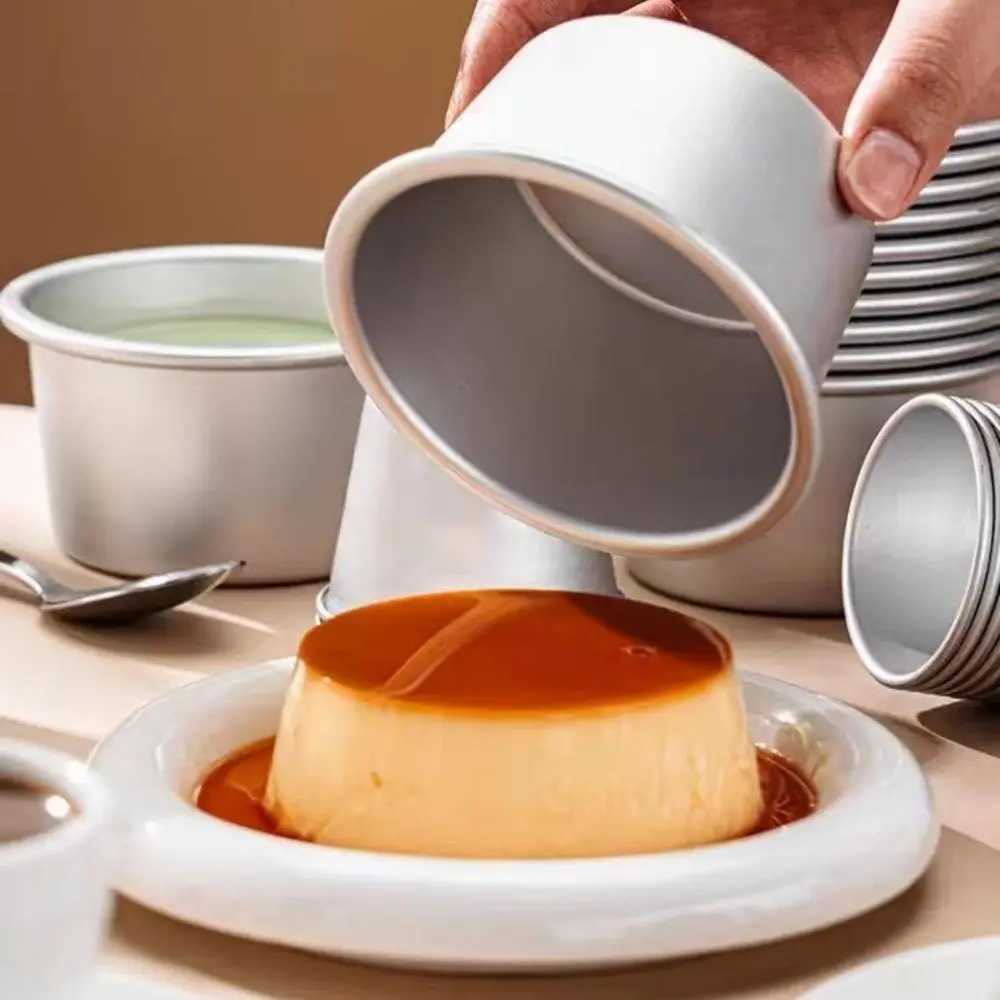 8pcs Small Cake Molds, Mini Circular Baking Tray, Non-Stick Aluminum, Ideal for Egg Tarts, Cheesecakes, Puddings, Leak-Proof, Easy to Demold, Bakery Molds