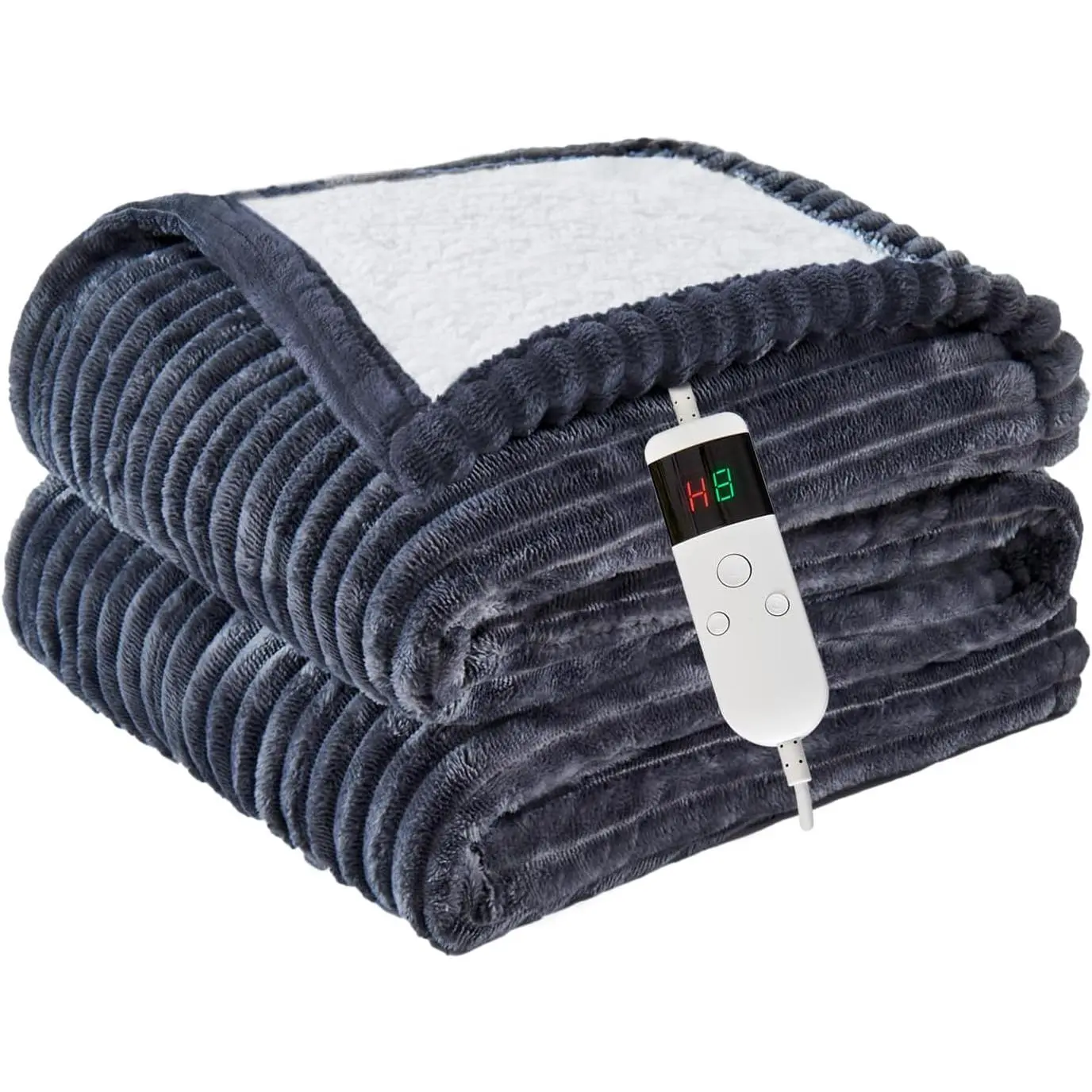 Electric Blanket Heated Throw, Soft Flannel Heating Blanket with 8 Hours Auto Off 10 Fast Heating Levels Machine Washable Sherpa Heated Blanket with Overheating Protection Heater Durable