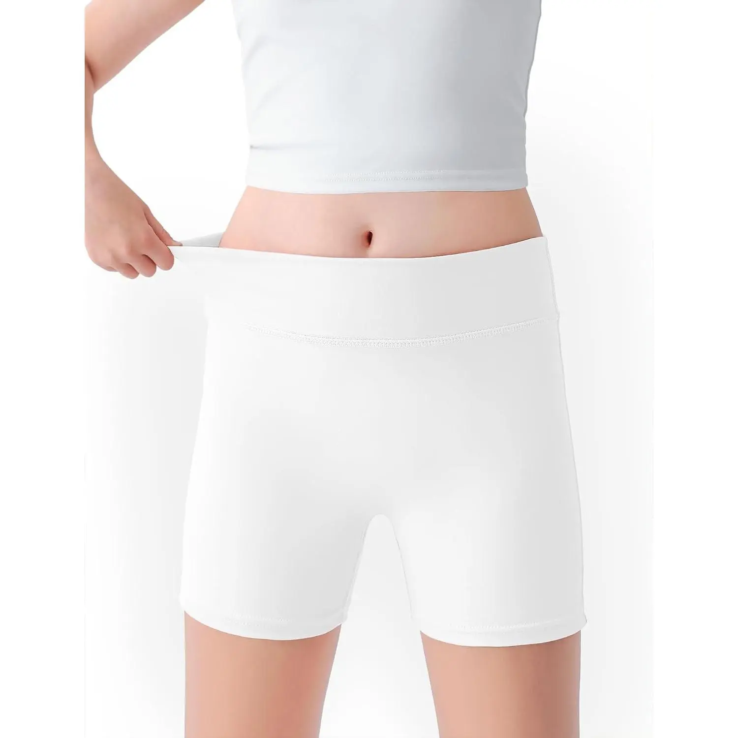 Girls Athletic Shorts High Waisted Tagless Kids Bike Dance Yoga Volleyball Gym Cheer Running Workout Spandex Shorts 7-16Y