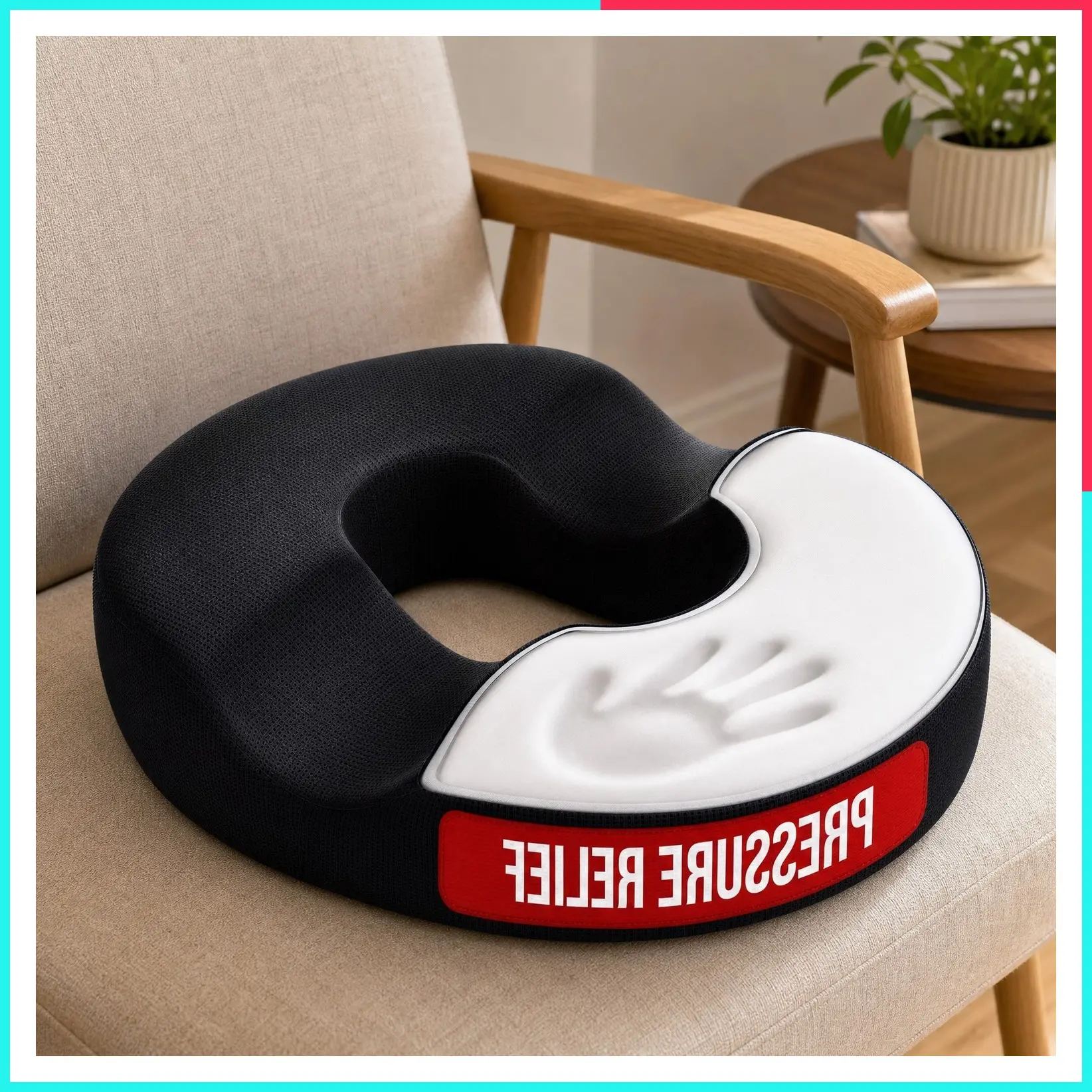 Large Memory Foam Donut Pillow for Tailbone Pain, Hemorrhoids & Pressure Relief – Support Cushion for Bed Sore-Prone Areas, Prostate, Postpartum & Pregnancy, Black Mesh Cover