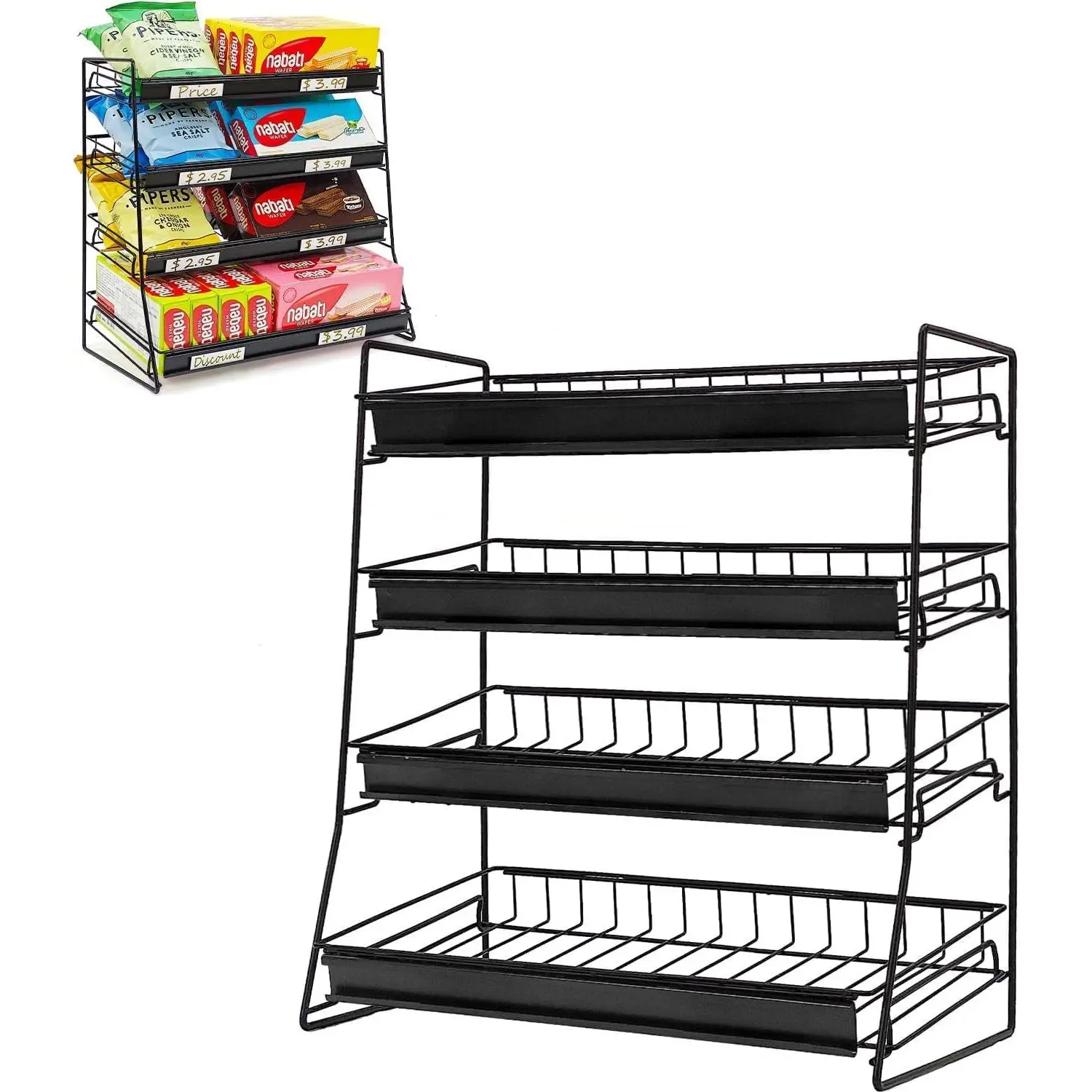 Candy Display Rack, Concession Stand, Snack Organizer Countertop | Candy Stand Chip Rack Snack Stand for Counter, Concession Stand Metal Snack Shelf for Retail Movie Theatre Kitchen Office