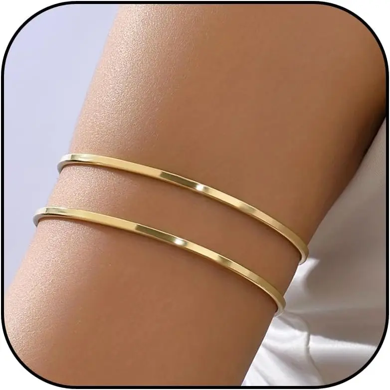 Women's Adjustable Upper Arm Cuff Bangle Bracelet - Chunky Cuffs, Lightweight Fit, Modern Design for 2026 Summer Outfits